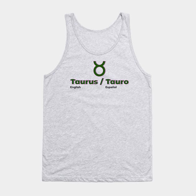 Taurus Power Color- Dark Green & Pink Tank Top by MiamiTees305